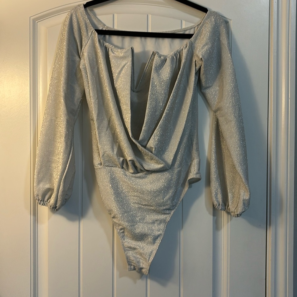 Silver Long sleeve bodysuit